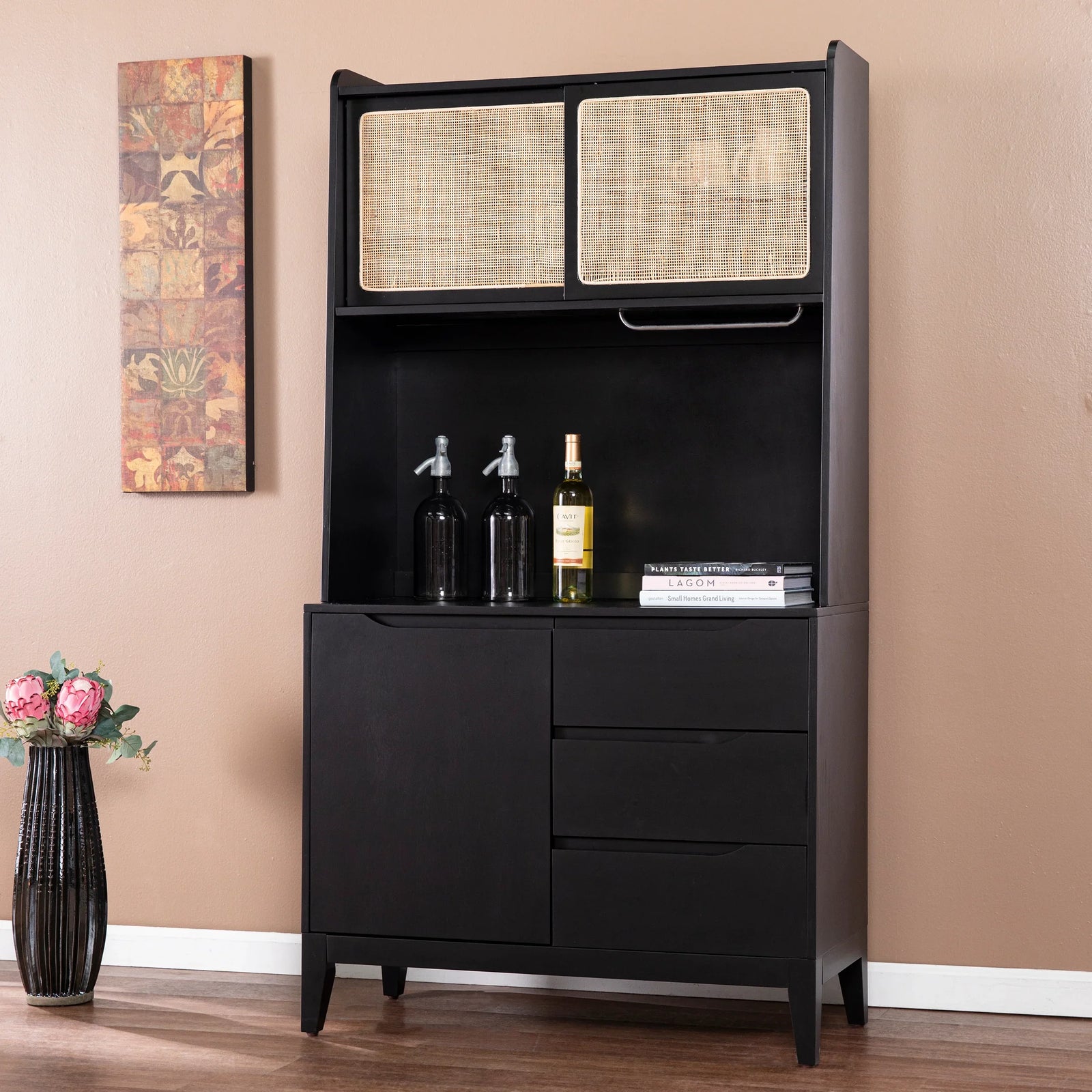 SEI Furniture Carondale Tall Buffet Cabinet w/ Storage SIDEBOARDS + CREDENZAS