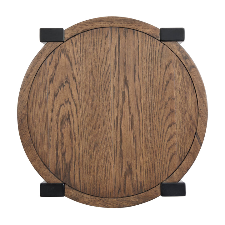 Kaysen Wallaby And Matte Black Round End Table - T5817-05