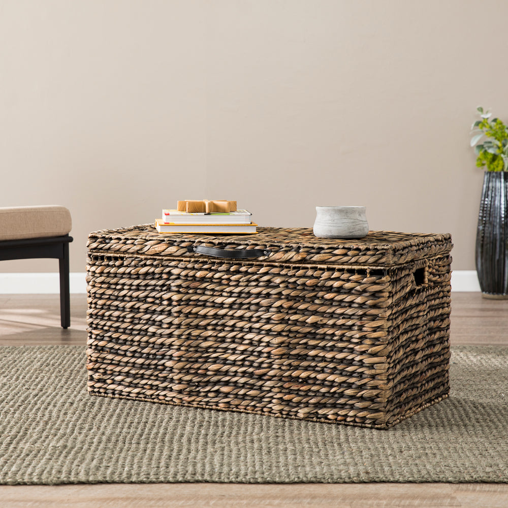 American Home Furniture | SEI Furniture - Bruneau Water Hyacinth Cocktail Storage Trunk Table