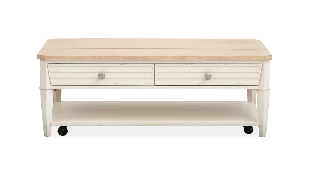Echo Isles Sea Pearl And Driftwood Lift Top Storage Cocktail Table With Casters - T6310-50