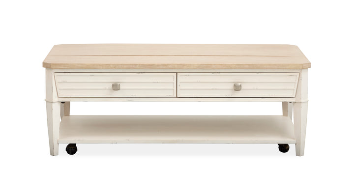 Echo Isles Sea Pearl And Driftwood Lift Top Storage Cocktail Table With Casters - T6310-50