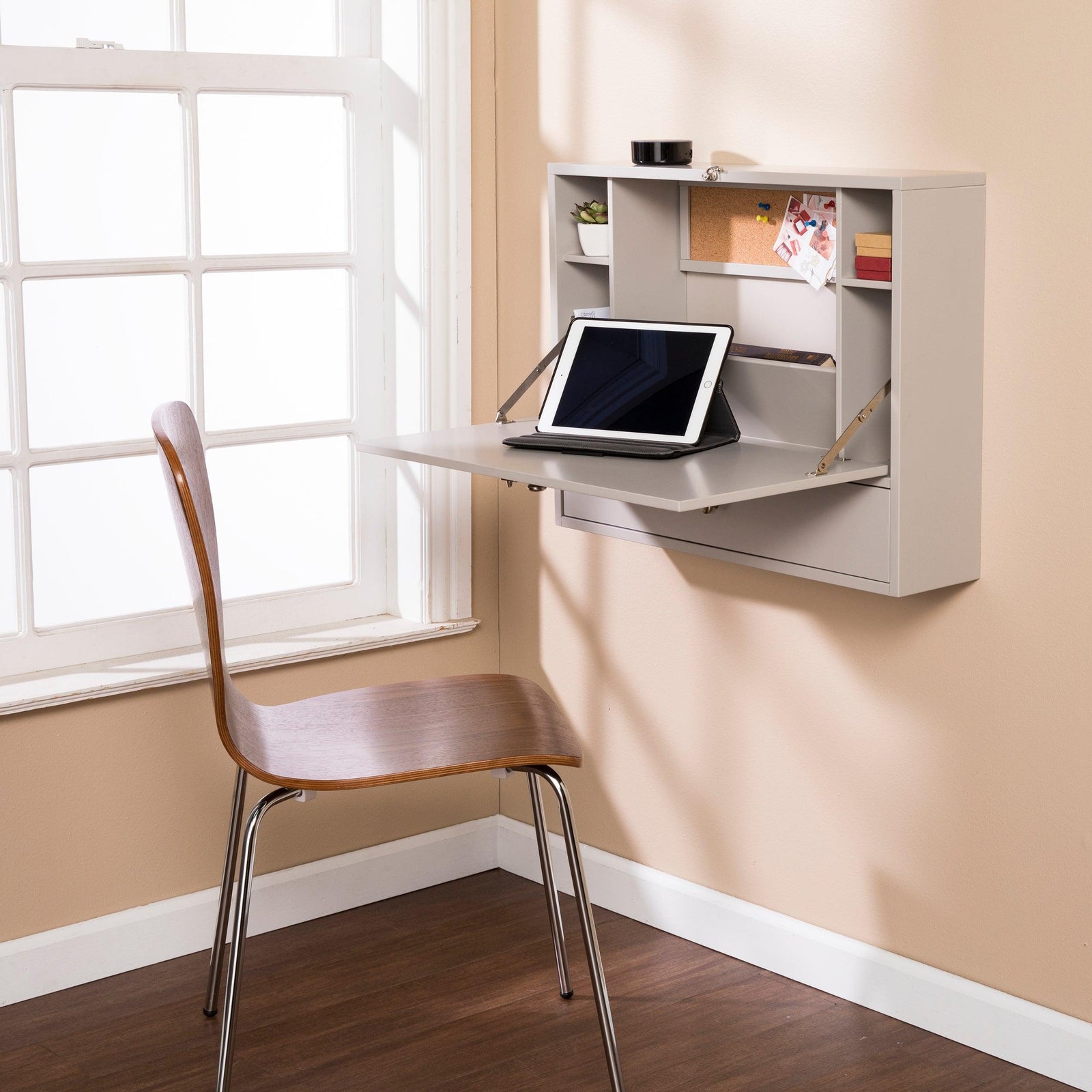 SEI Furniture Benwick Wall Mount Laptop Desk - Universal Style- Gray DESKS