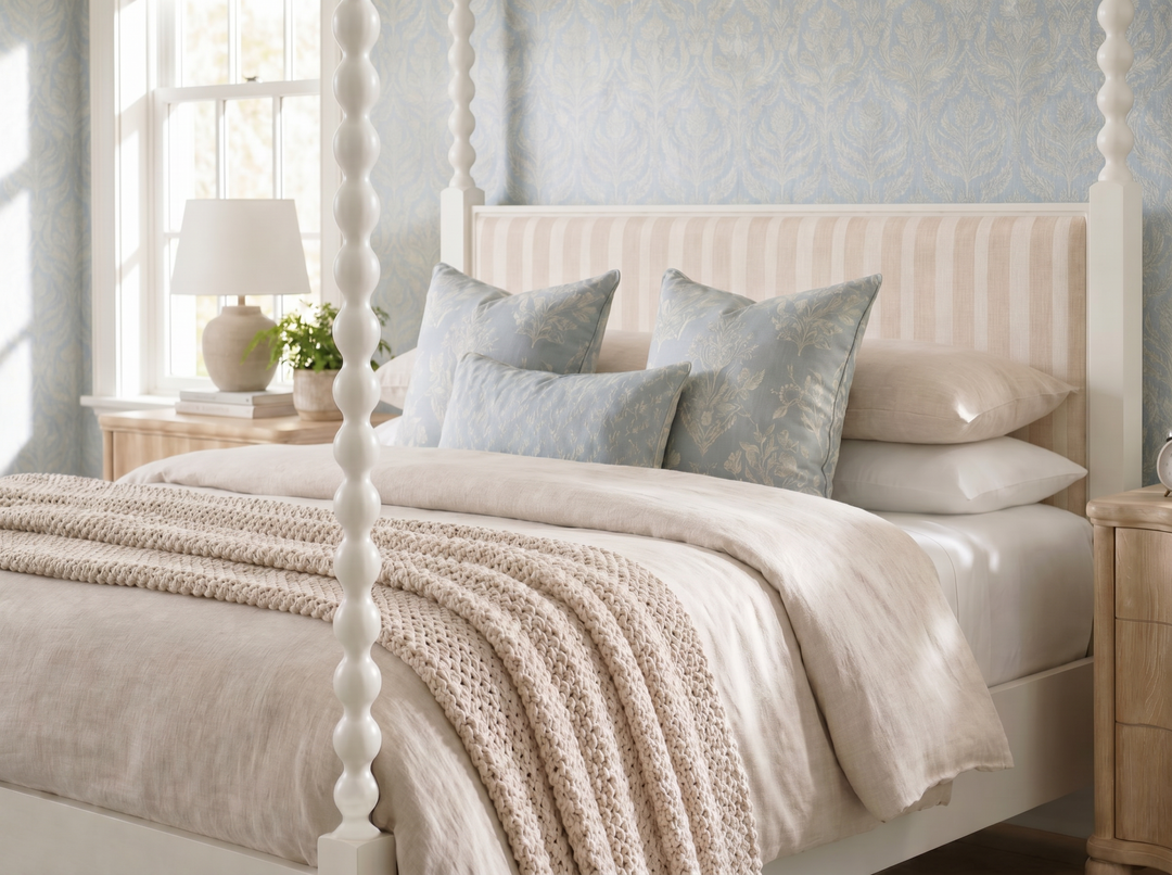 Haven QN Uph Canopy Poster Bed