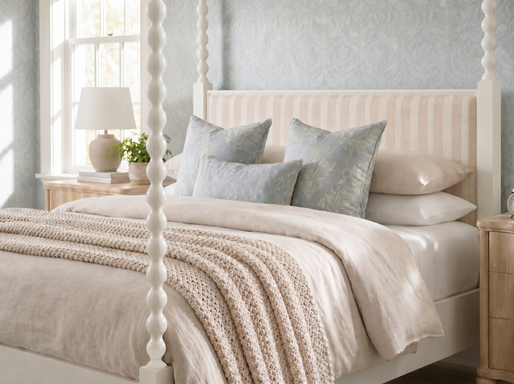 Haven QN Uph Canopy Poster Bed
