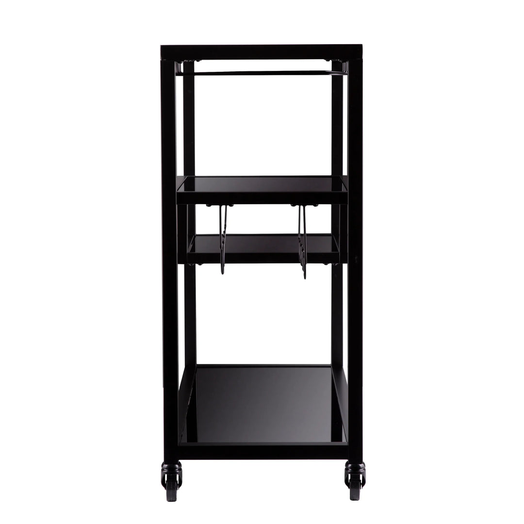 Holly & Martin Zephs Bar Cart – Black w/ Smoked Mirror - AmericanHomeFurniture