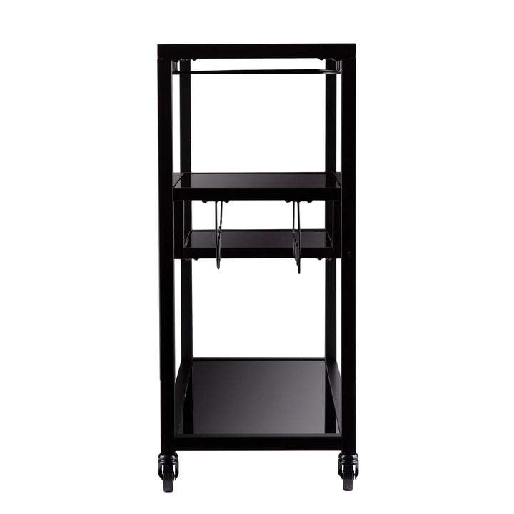 Holly & Martin Zephs Bar Cart – Black w/ Smoked Mirror - AmericanHomeFurniture