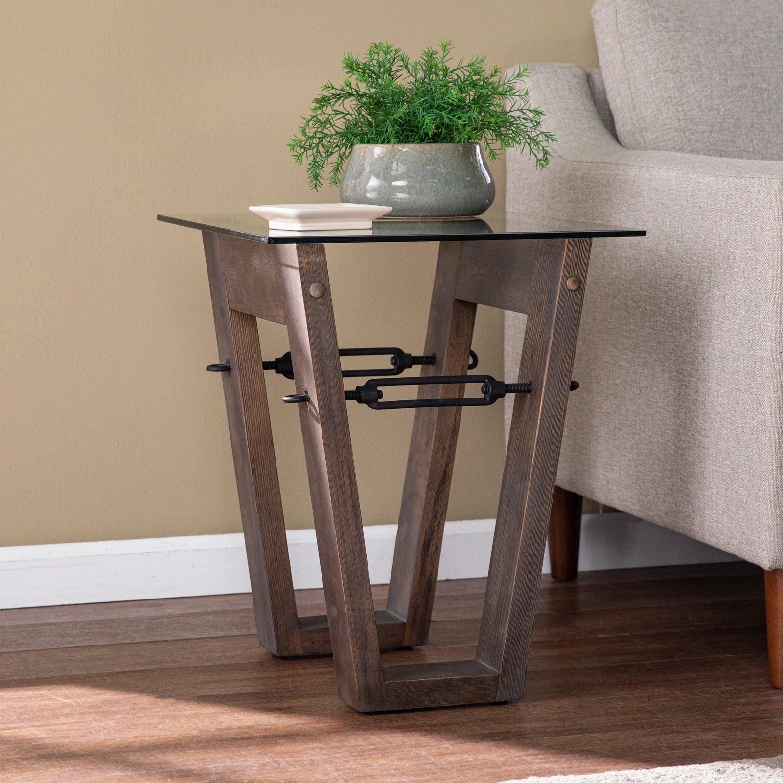 SEI Furniture Garrinston Reclaimed Wood End Table ACCENT TABLES