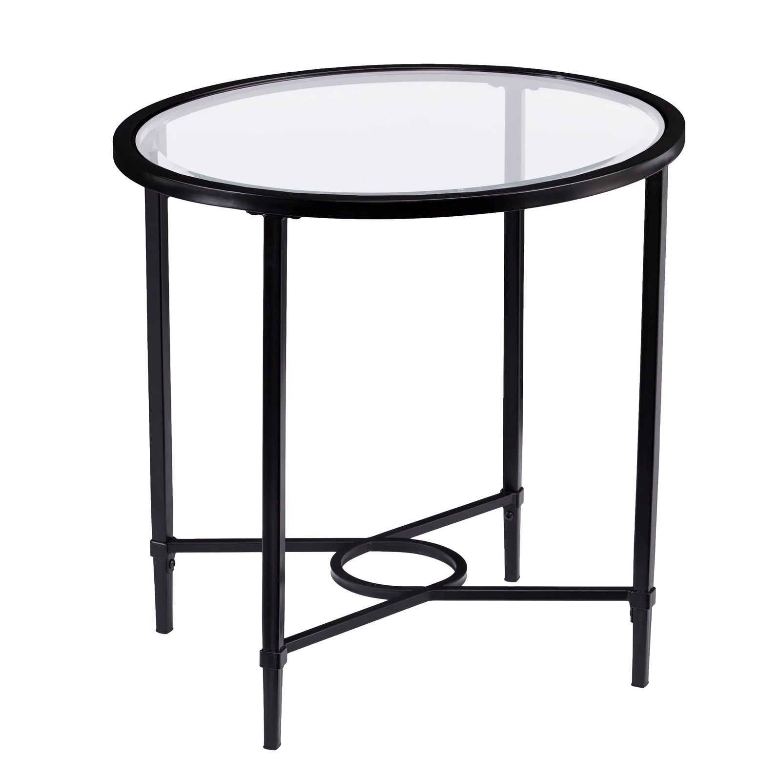 SEI Furniture Quinton Metal/Glass Oval Side Table ACCENT TABLES