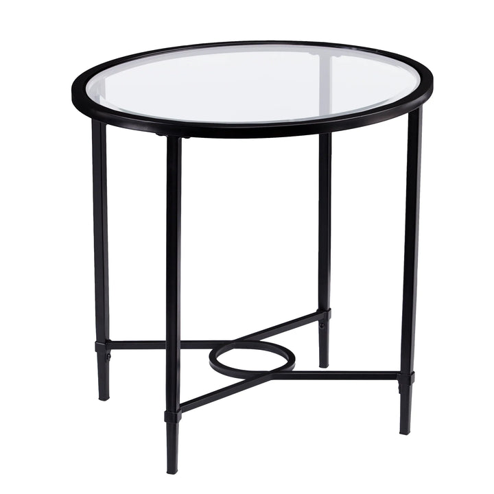 Quinton Metal/Glass Oval Side Table - AmericanHomeFurniture