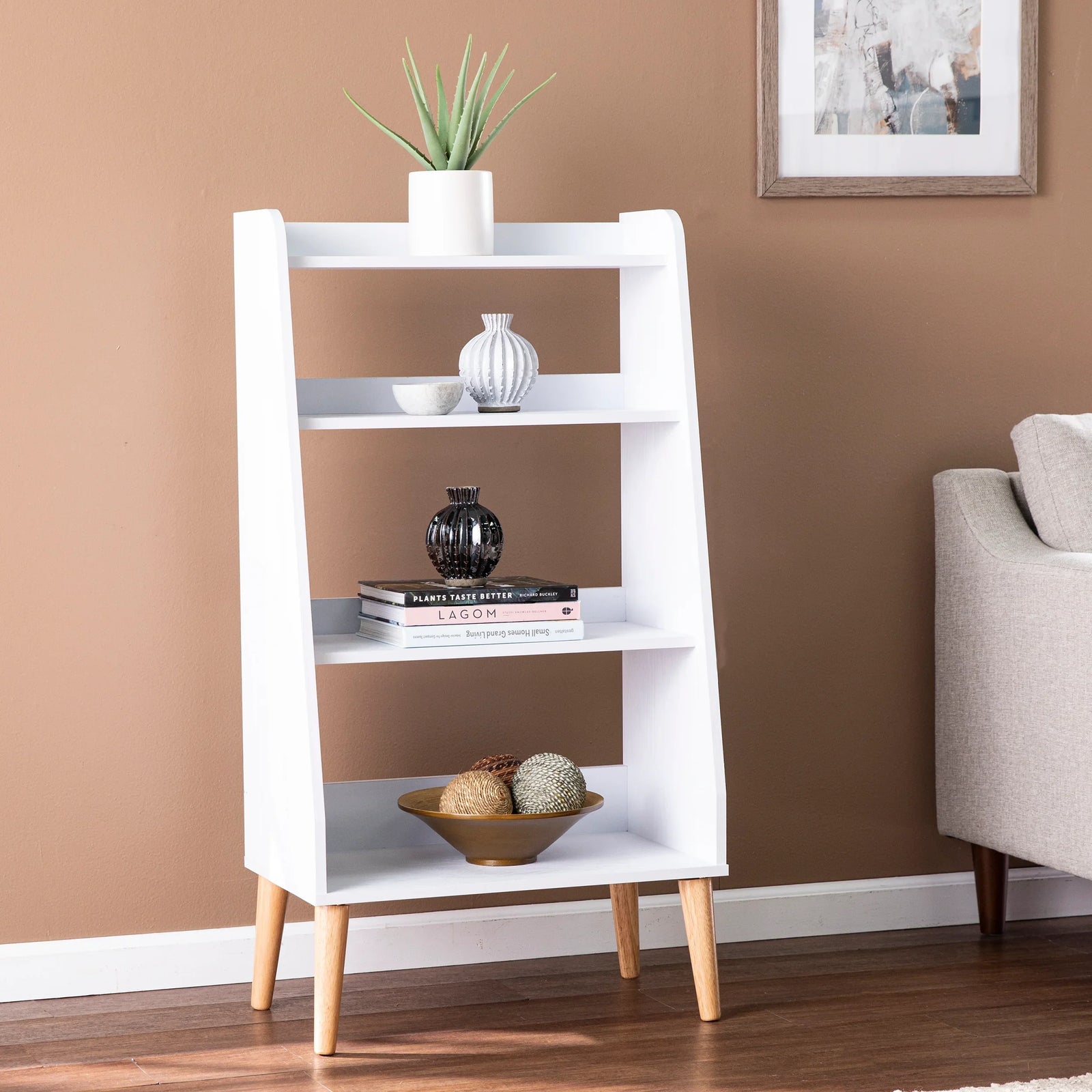 SEI Furniture Berritza Midcentury Modern Bookshelf BOOKCASES + SHELVES