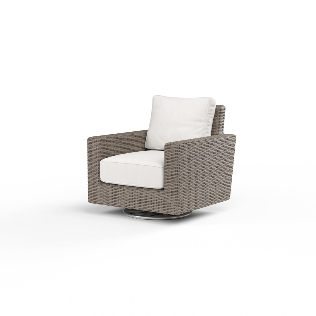 American Home Furniture | Sunset West - Coronado Swivel Rocker in Canvas Flax w/ Self Welt