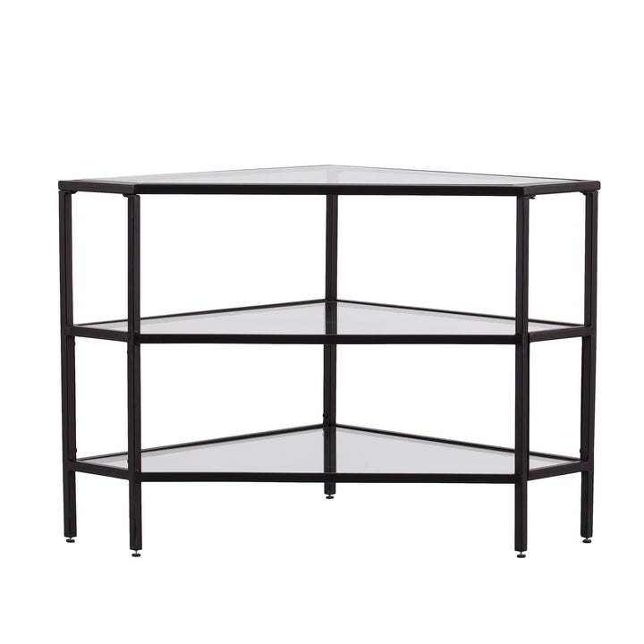 American Home Furniture | SEI Furniture - Niles Metal/Glass Corner TV Stand - Black