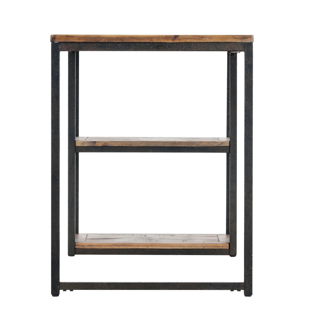 Garviston Reclaimed Wood Writing Desk - Industrial Style - Rustic Black w/ Distressed Fir - AmericanHomeFurniture