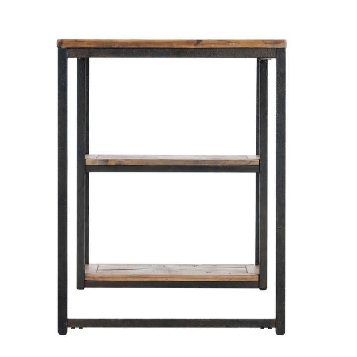 Garviston Reclaimed Wood Writing Desk - Industrial Style - Rustic Black w/ Distressed Fir - AmericanHomeFurniture