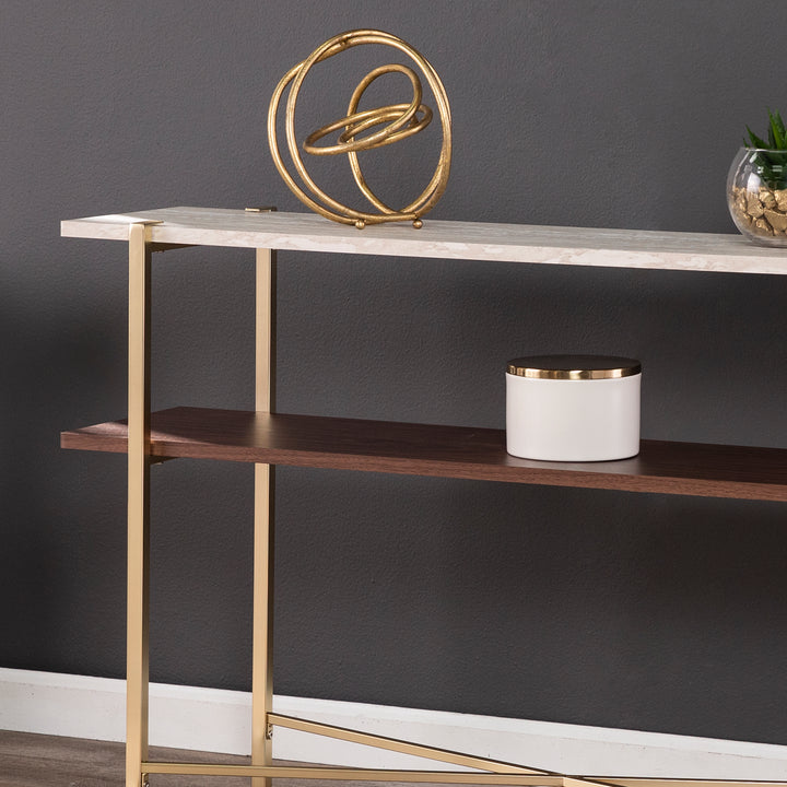 American Home Furniture | SEI Furniture - Ardmillan Faux Marble Console Table w/ Storage