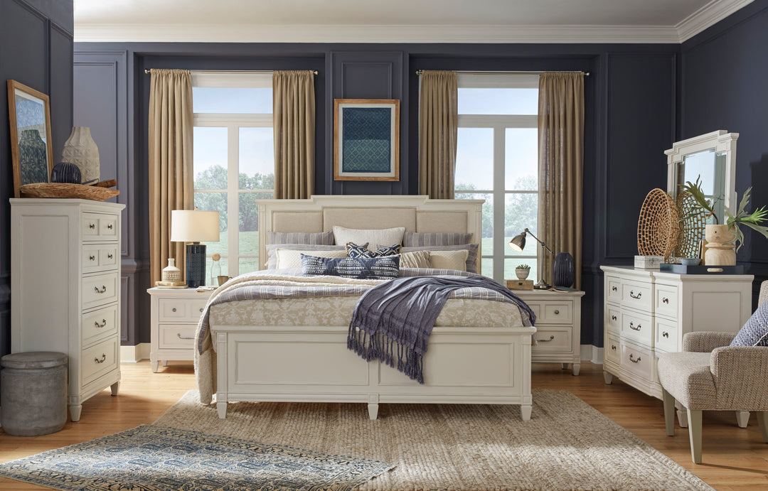 Willowbrook Egg Shell White California King Panel Upholstered Bed - B5324-75