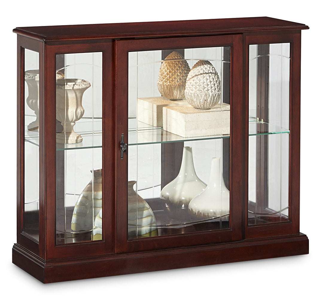 Curios Cherry Brown Lighted 1 Shelf Console Display Cabinet - 6705