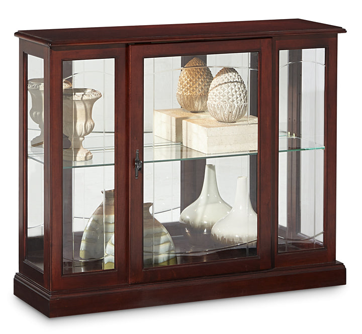 Curios Cherry Brown Lighted 1 Shelf Console Display Cabinet - 6705