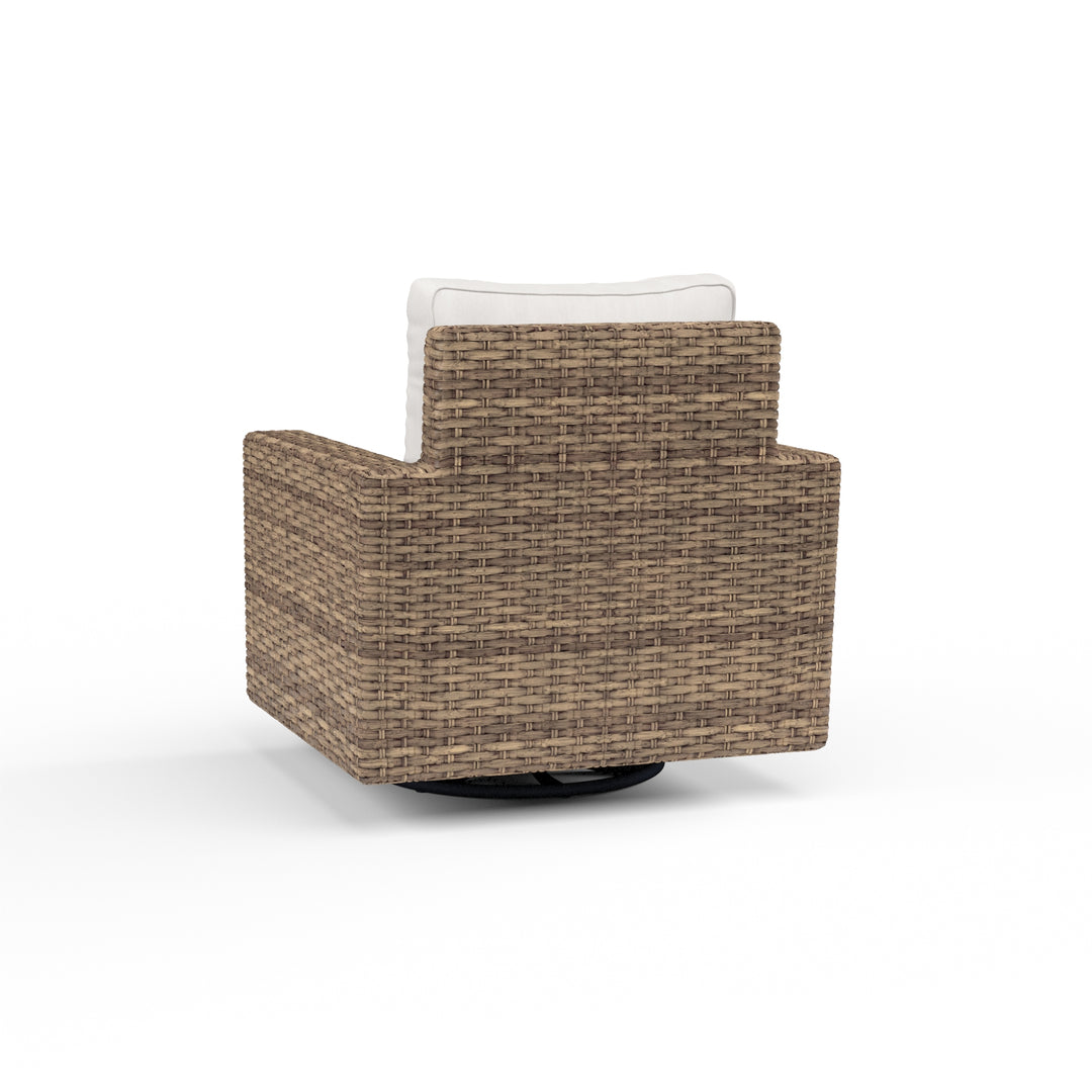 American Home Furniture | Sunset West - Havana Swivel Club Rocker in Canvas Flax w/ Self Welt