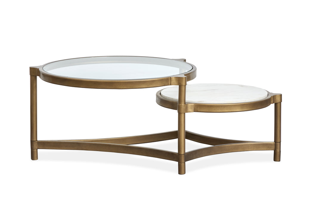 Cassidy Aged Brass And Volakas Classic Shaped Cocktail Table - T6357-62