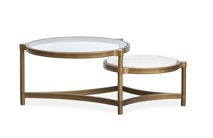 Cassidy Aged Brass And Volakas Classic Shaped Cocktail Table - T6357-62
