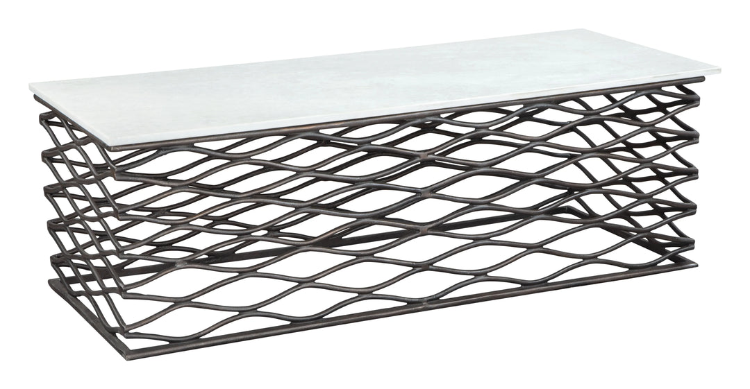 Duchess Coffee Table White & Antique Bronze - AmericanHomeFurniture