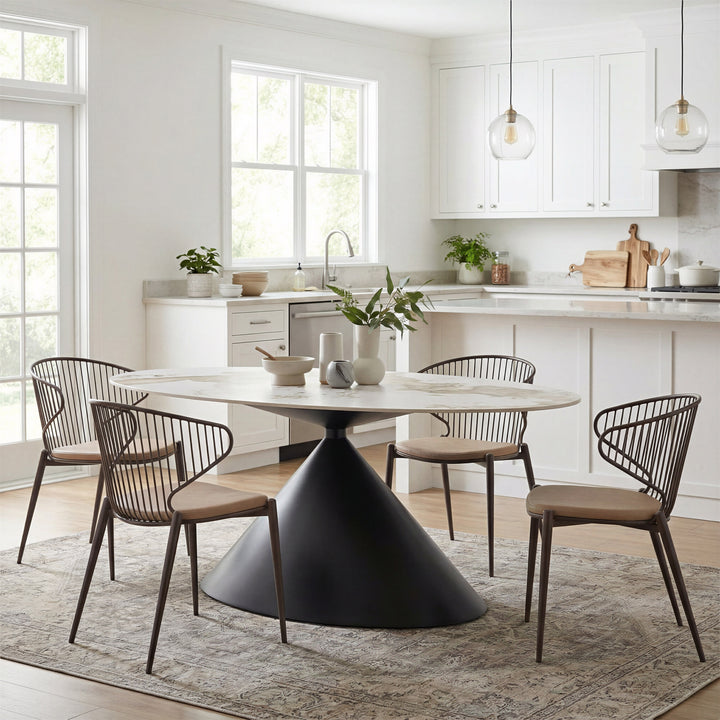 Armana Dining Table White & Brown
