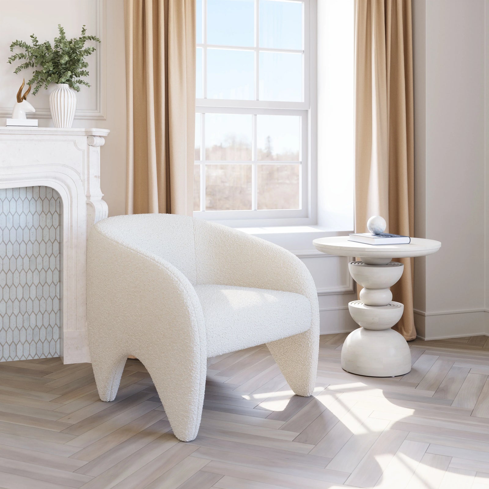 Zuo Lopta Accent Chair White ACCENT + LOUNGE CHAIRS