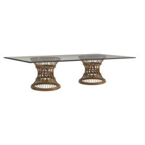 Tommy Bahama Home Bali Hai Latitude Dining Table With 84 X 48 Inch Glass Top DINING TABLES