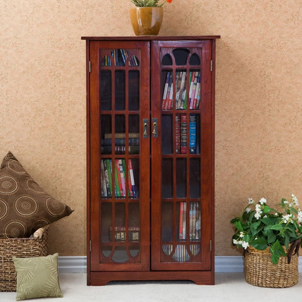 Window Pane Media Cabinet - Cherry - AmericanHomeFurniture