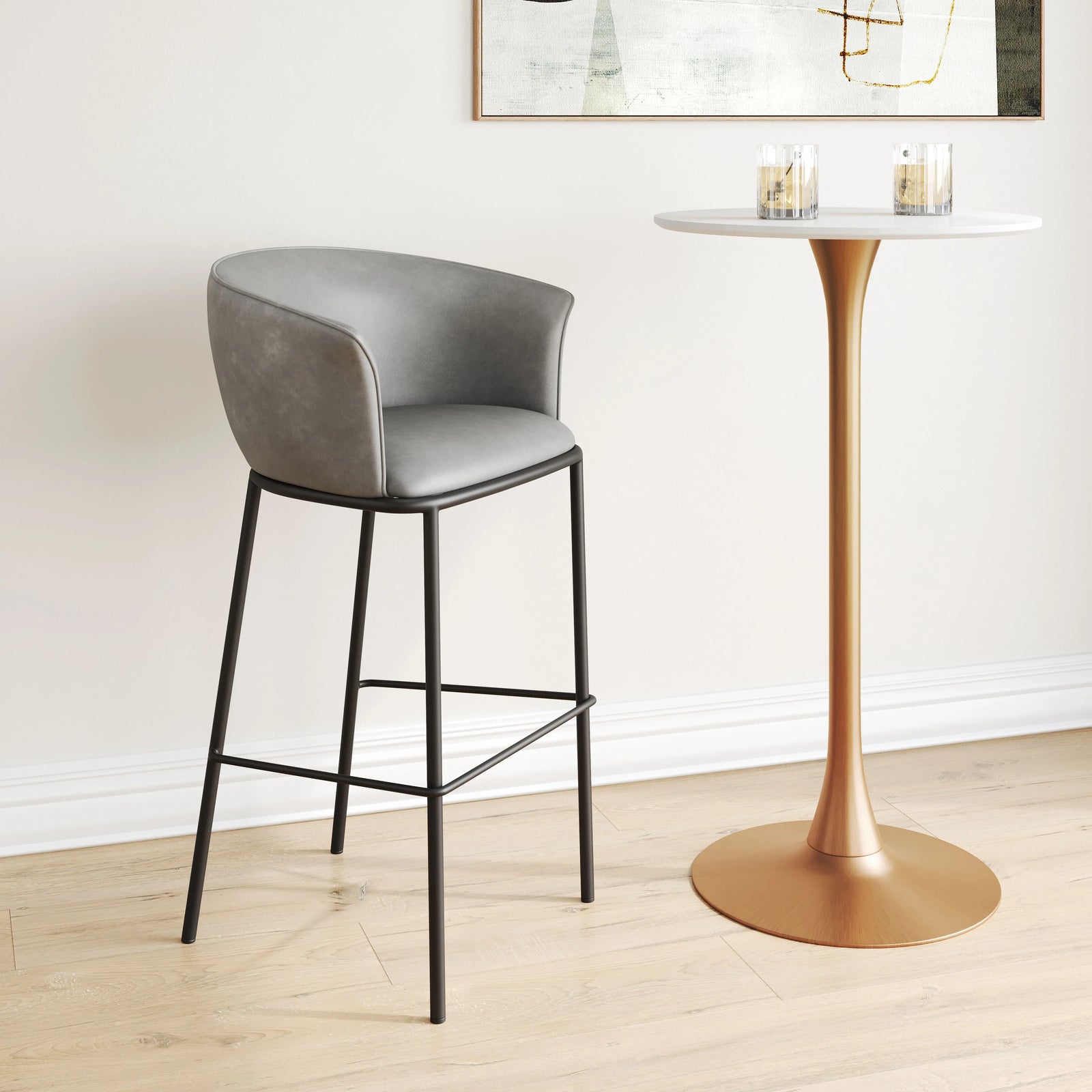 Zuo Garston Barstool Gray BAR STOOLS + COUNTER STOOLS