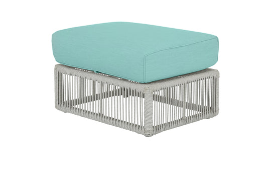 Miami Ottoman in Dupione Celeste w/ Self Welt