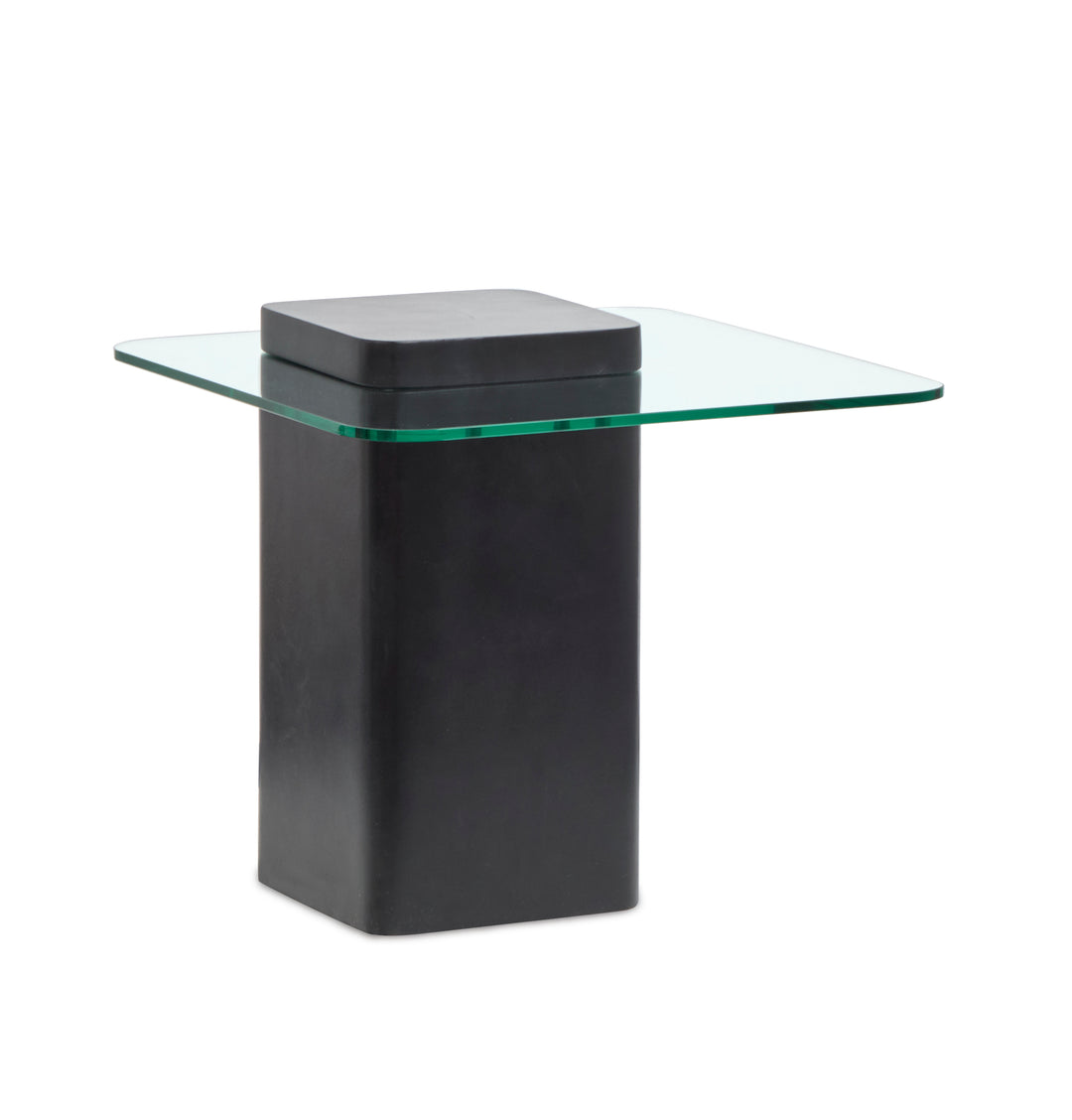 Donora Clear Glass And Obsidian Square End Table - T6388-01
