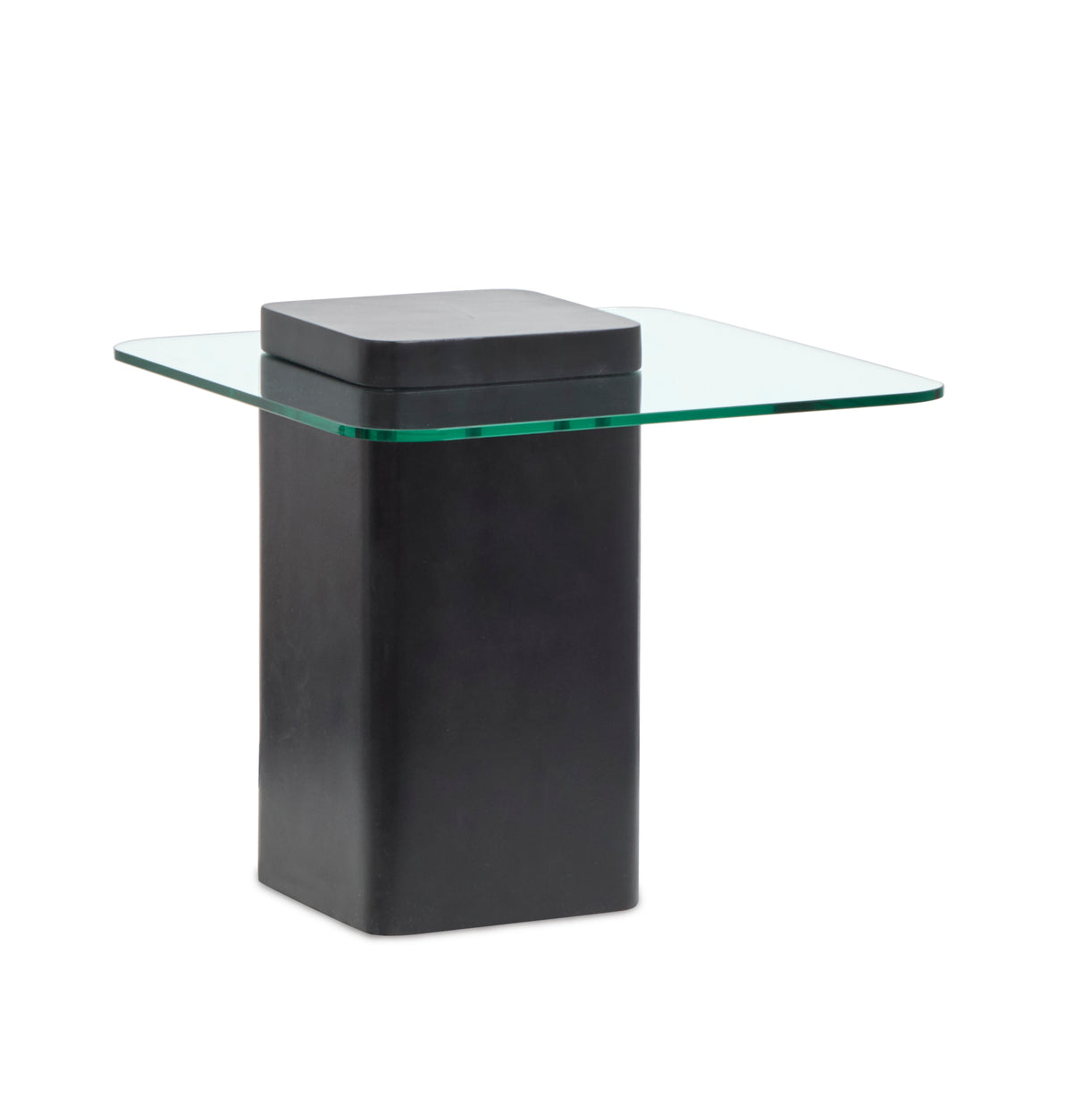 Donora Clear Glass And Obsidian Square End Table - T6388-01
