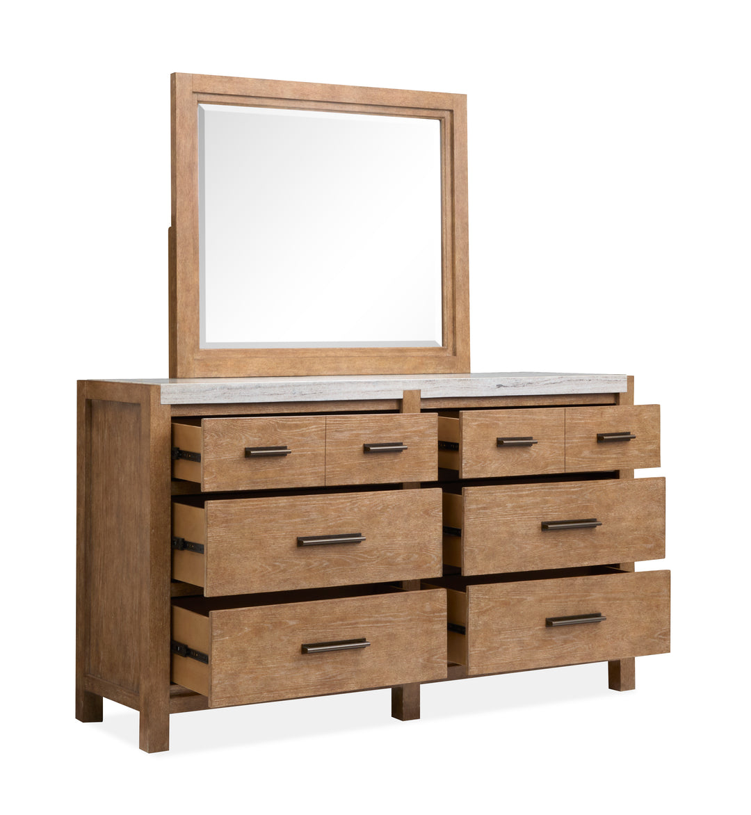Plum Creek Sierra Brown Drawer Dresser With Landscape Mirror - B5768-2040