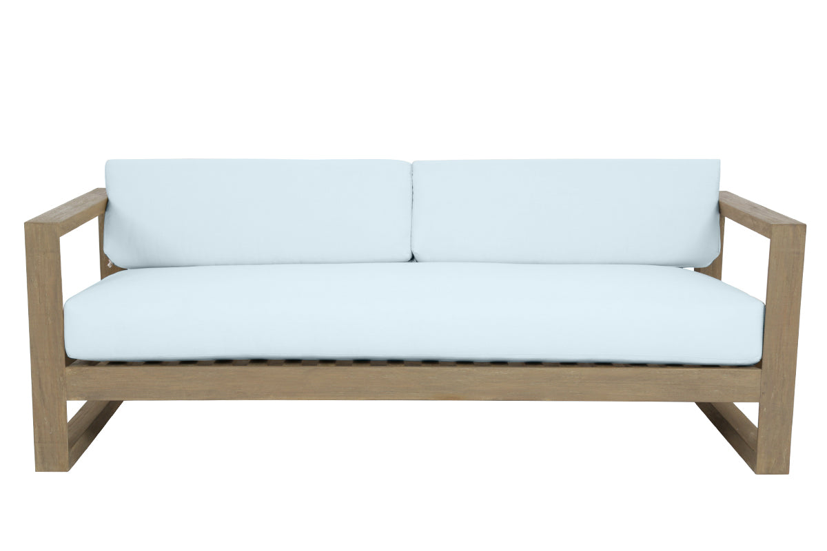 Coastal Teak Sofa in Canvas Skyline, No Welt