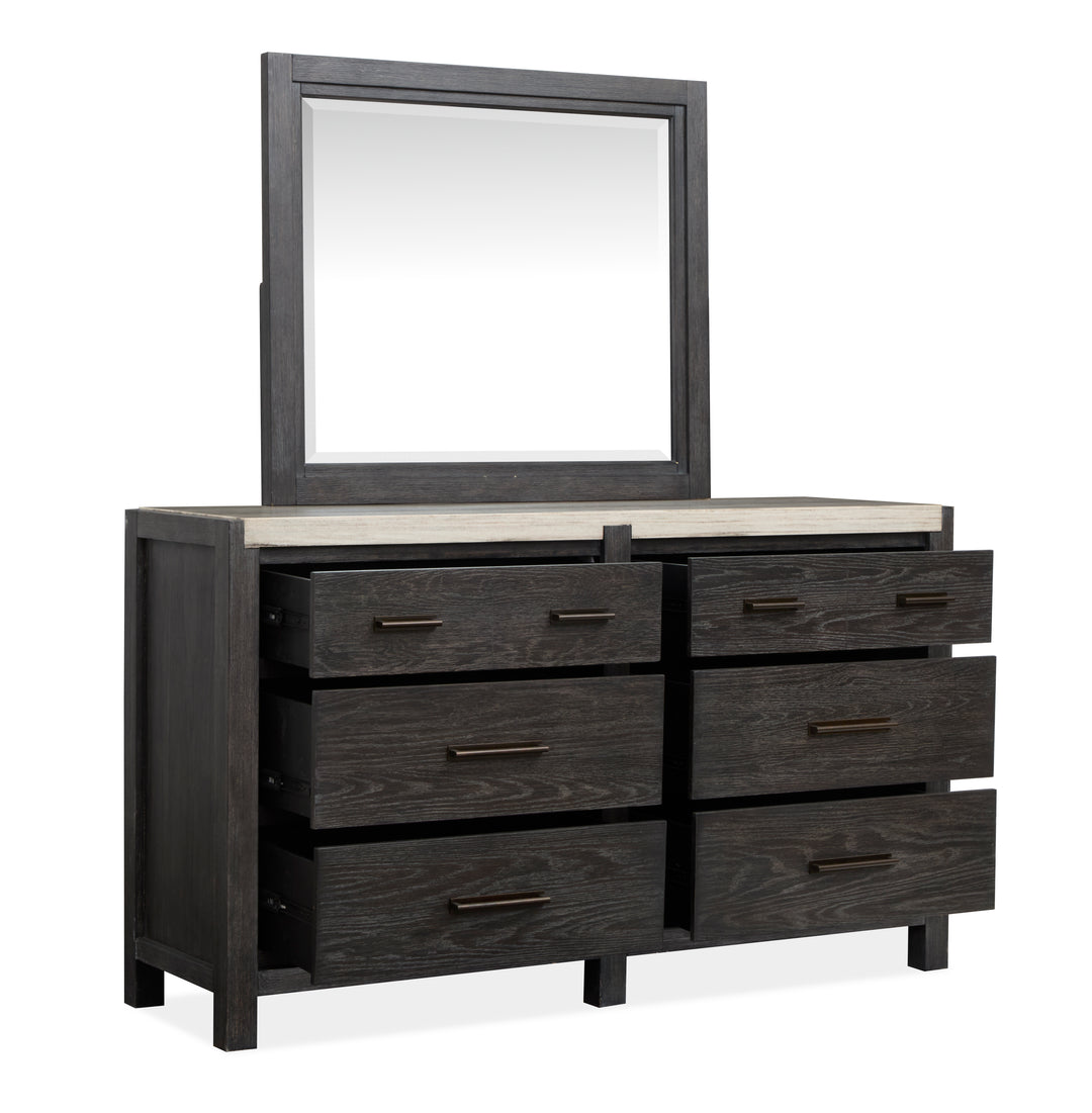 Plum Creek Ravenwood Black Drawer Dresser With Landscape Mirror - B5990-2040