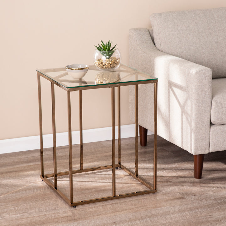 American Home Furniture | SEI Furniture - Nicholance Contemporary End Table w/ Glass Top