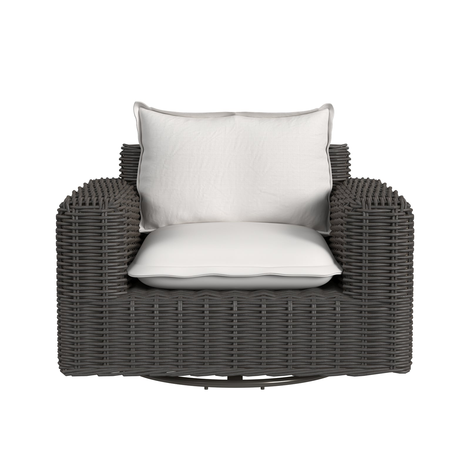 Cabo Oversized Swivel Club Chair in Soothe Pearl w/ Flange Welt