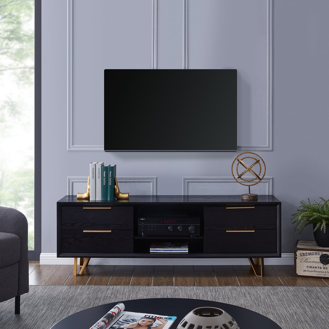 American Home Furniture | SEI Furniture - Malone Black Entertainment Console