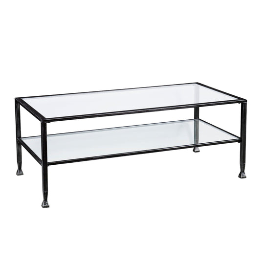 SEI Furniture Jaymes Metal/Glass Rectangular Open Shelf Cocktail Table - Black COFFEE TABLES