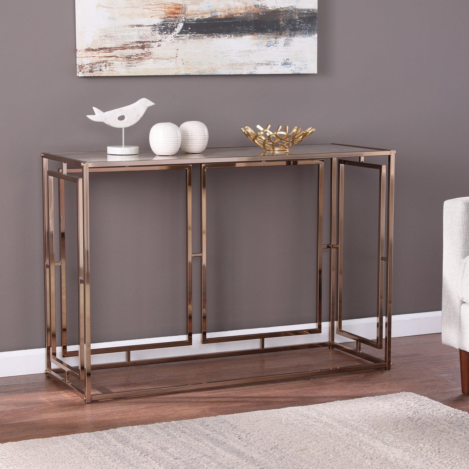 SEI Furniture Simondley Faux Marble Console Table CONSOLE TABLES