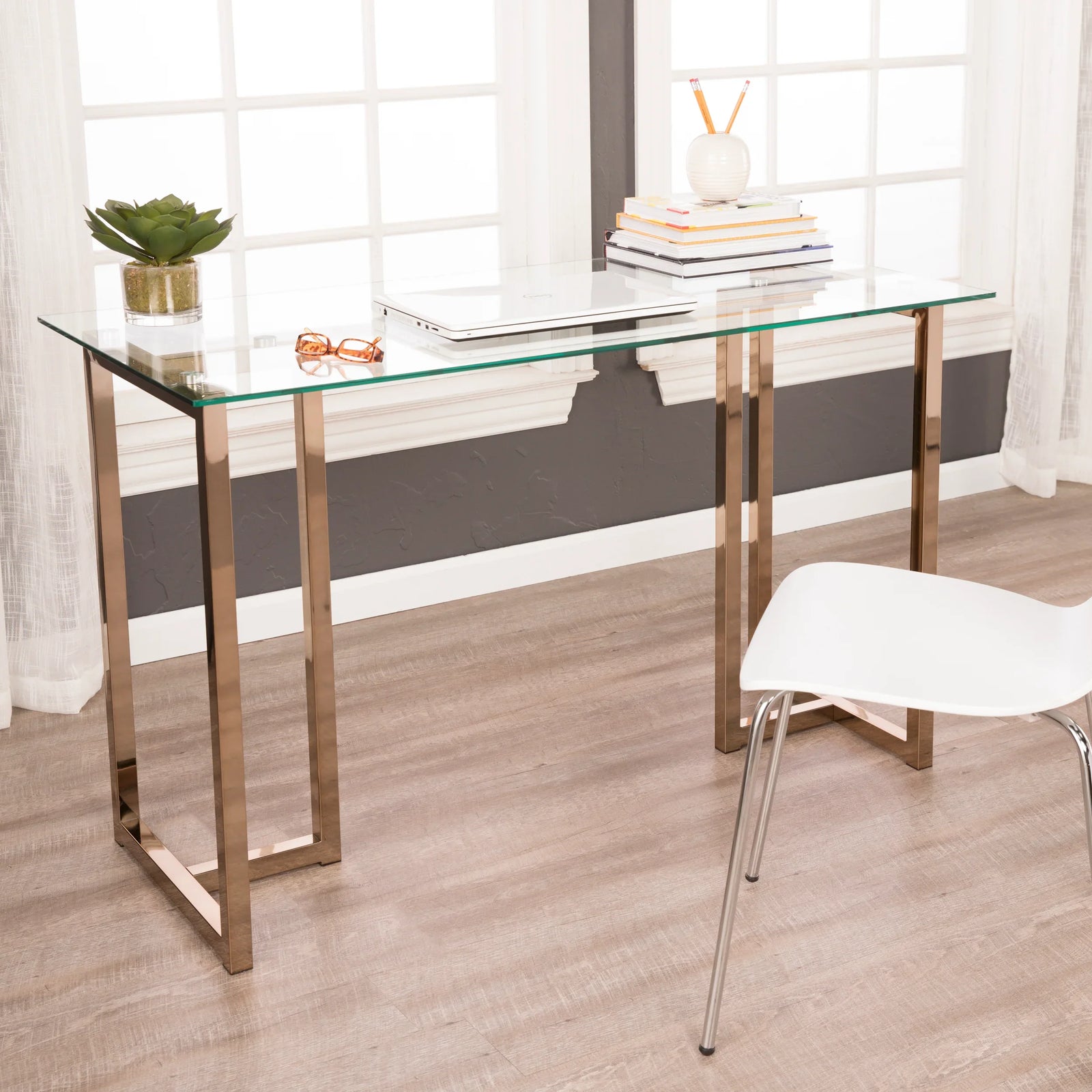 SEI Furniture Holly & Martin Haxor Writing Desk - Midcentury Modern Style - Champagne DESKS