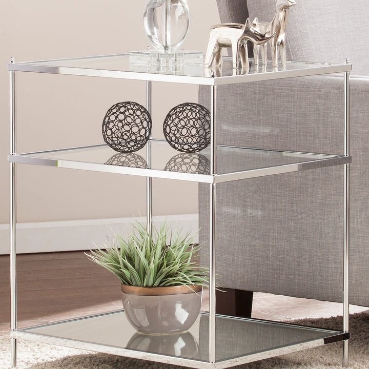 American Home Furniture | SEI Furniture - Knox Glam Mirrored Side Table - Chrome