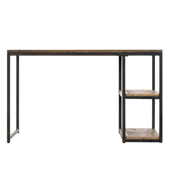 Garviston Reclaimed Wood Writing Desk - Industrial Style - Rustic Black w/ Distressed Fir - AmericanHomeFurniture