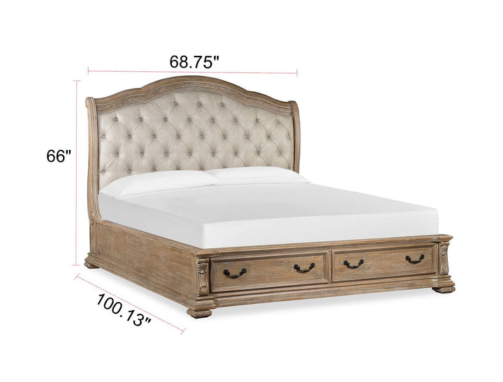 Marisol Fawn Queen Upholstered Sleigh Storage Bed - B5132-52A
