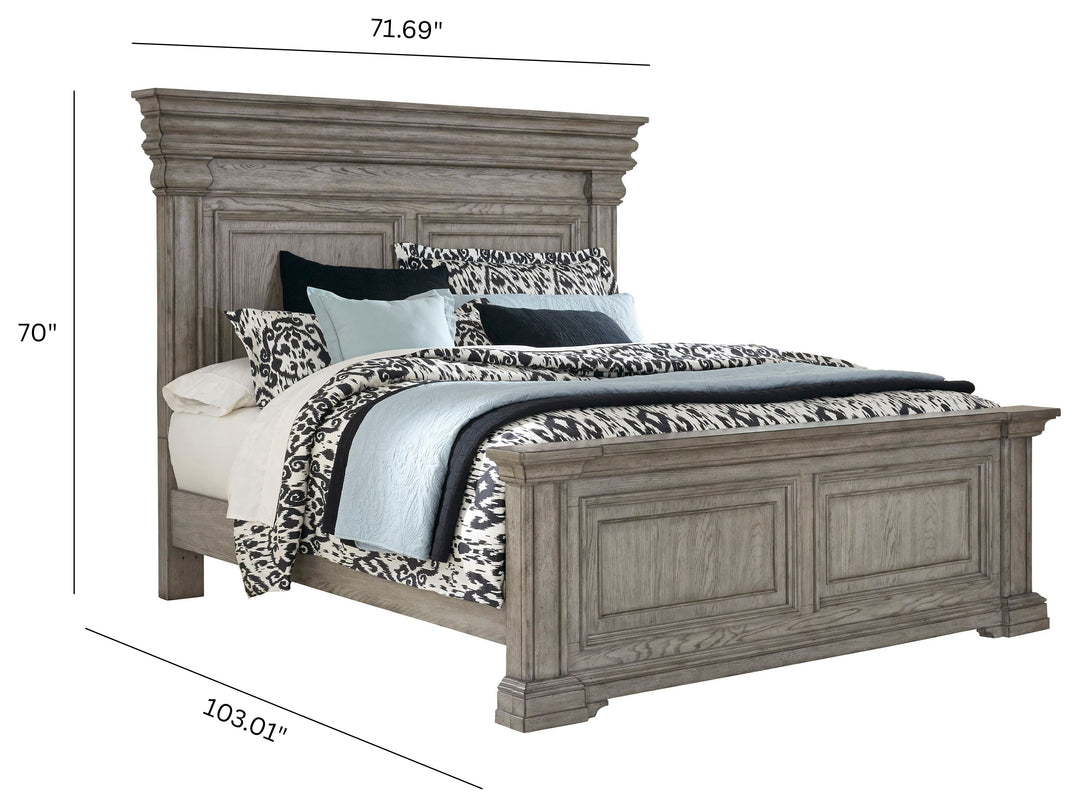 Madison Ridge Natural Bark Queen Bed With Chest Footboard - P413-BR-K2