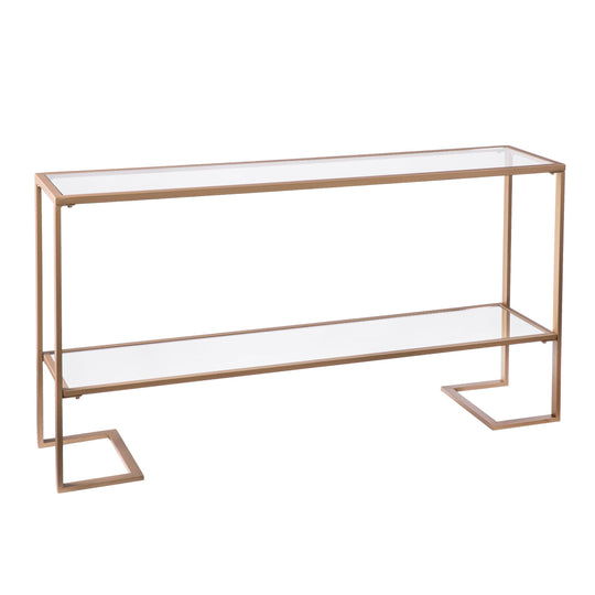 SEI Furniture Horten Glam Narrow Console - Gold w/ Mirror CONSOLE TABLES