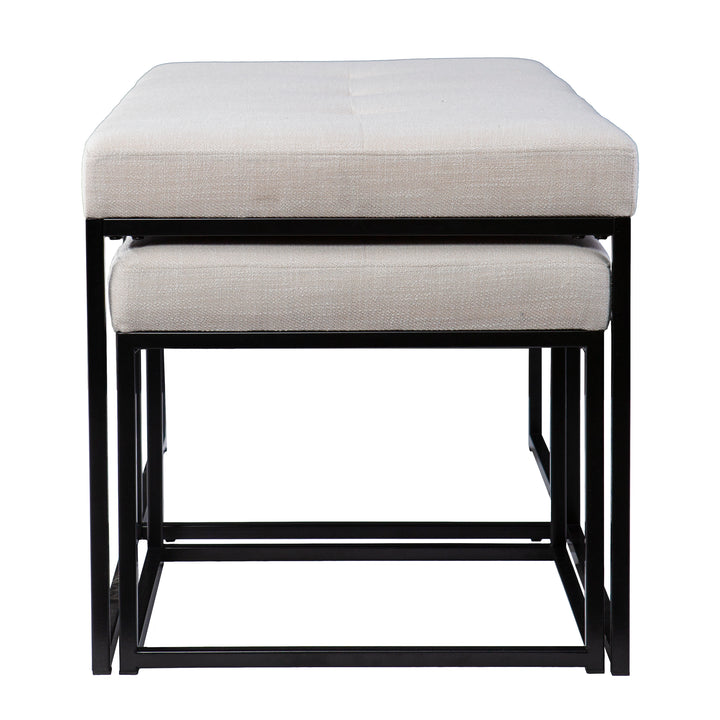 American Home Furniture | SEI Furniture - Daltern Upholstered Ottomans – 3pc Set