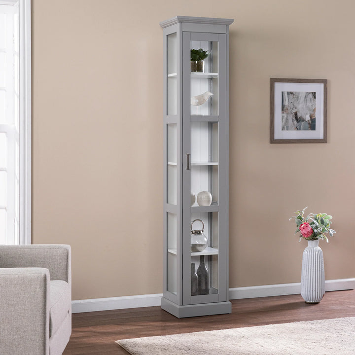 Balterley Curio Cabinet with Glass Door - Gray - AmericanHomeFurniture
